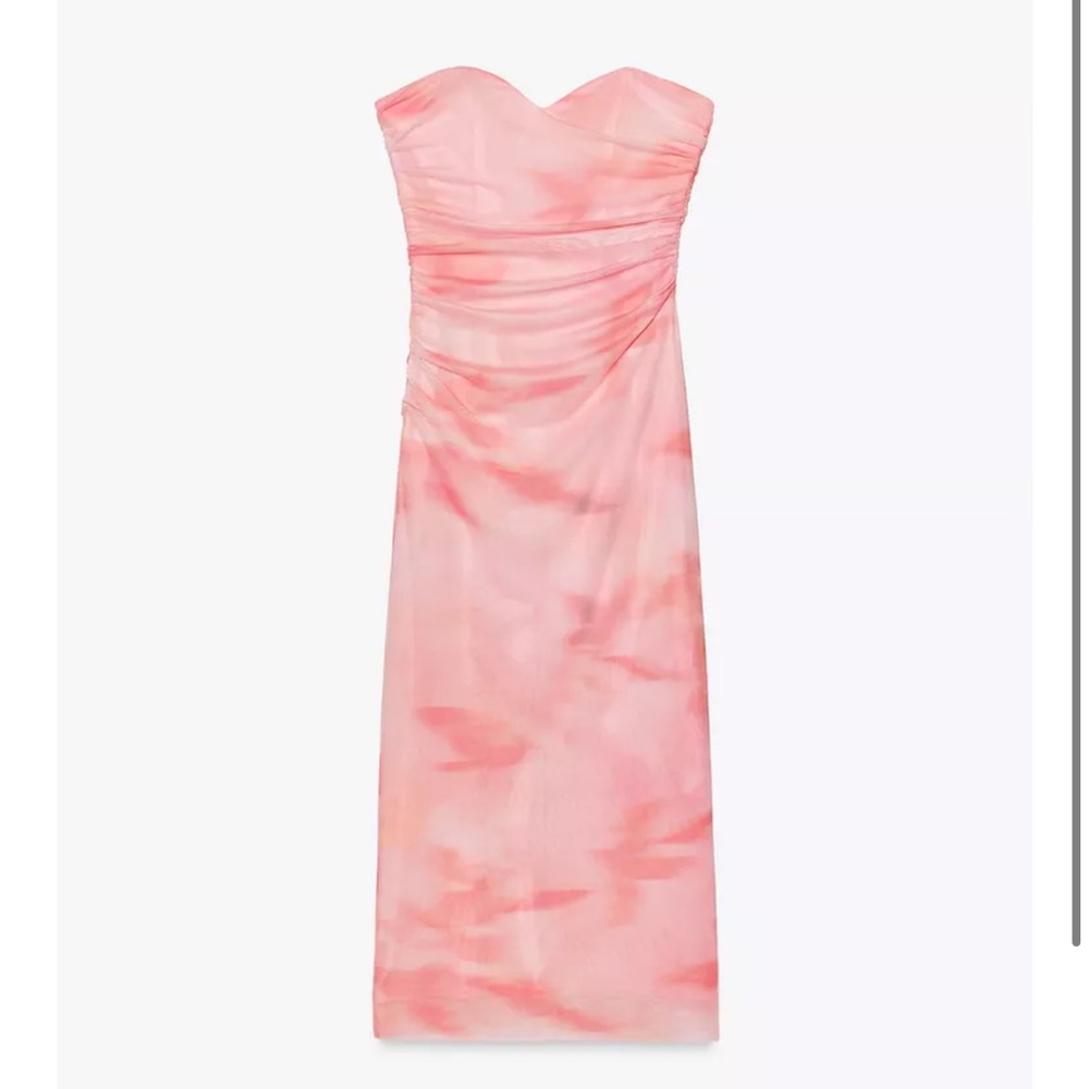 Zara Strapless Watercolor Pink Dress